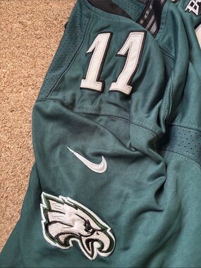 Nike Green Philadelphia Eagles #11 Football Jersey with White Accents